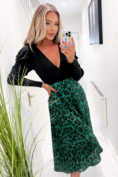 Ax paris green leopard print dress best sale