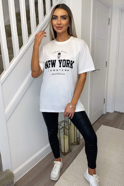 White Los Angeles Slogan Oversized T-Shirt – AX Paris