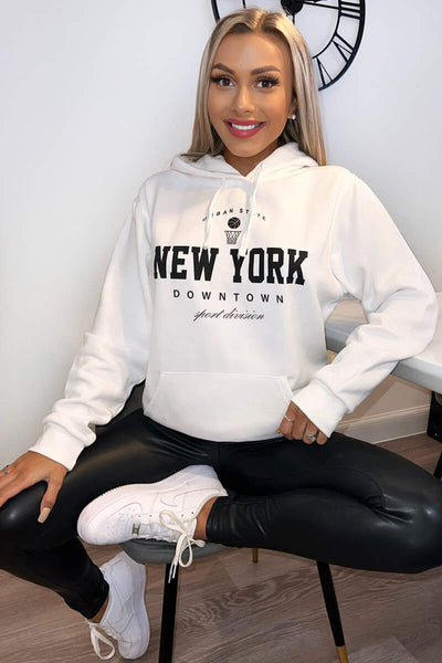 Black New York Slogan Hoodie – AX Paris
