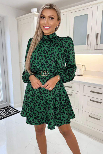 Animal print dress green best sale