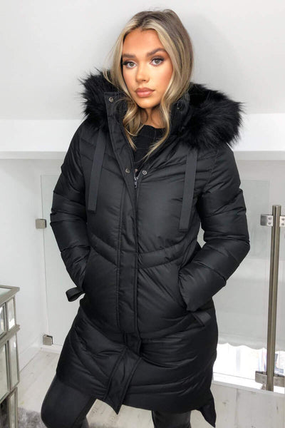 Black Wrap Puffer Coat – AX Paris