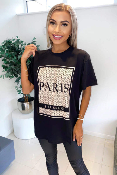 Black Los Angeles Slogan Oversized T-Shirt – AX Paris