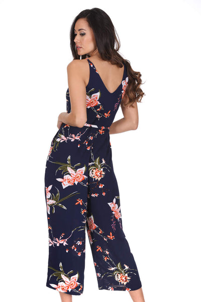 Ax paris navy floral sales culotte jumpsuit