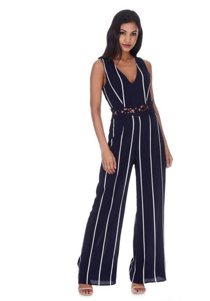 Striped on sale jumpsuit formal