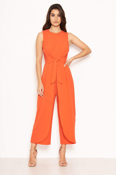 Orange Cropped Jumpsuit With Chain Straps – AX Paris