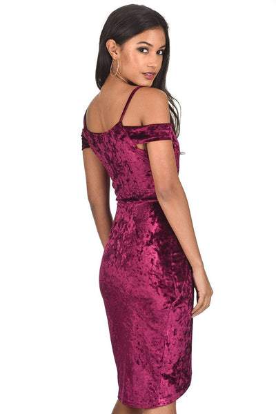 Plum Crushed Velvet Wrap Dress AX Paris