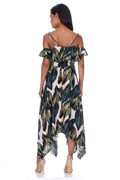 Ax paris leaf 2024 print choker dress