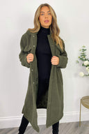 Khaki Oversized Teddy Faux Fur Front Pocket Coat