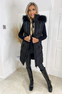 Black Faux Fur Hooded Gilet