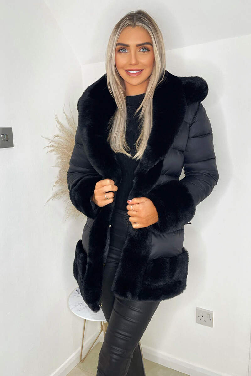 Faux coat black best sale