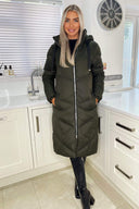 Khaki Long Puffer Coat