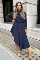 Navy High Low Skirt Midi Dress