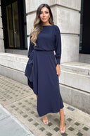 Navy High Low Skirt Midi Dress