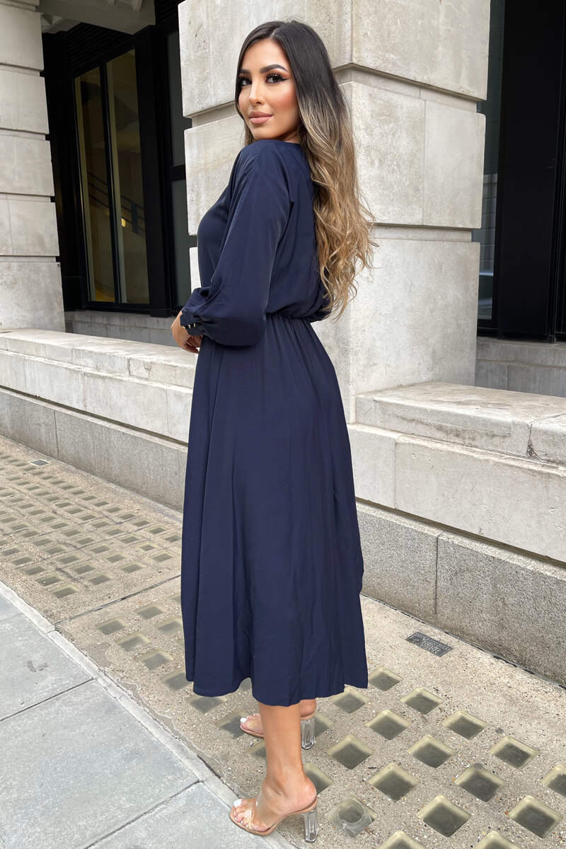 Navy High Low Skirt Midi Dress AX Paris