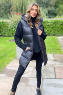 Black Drawstring Hooded Gilet