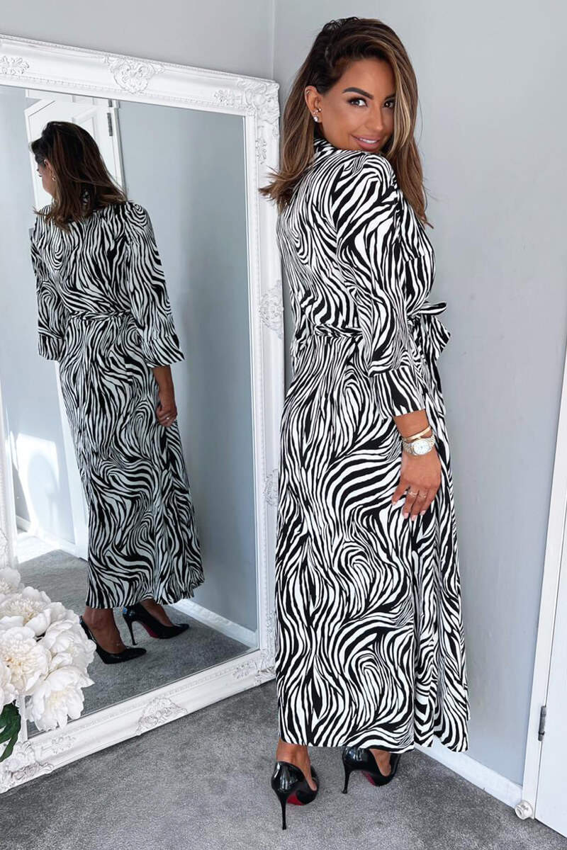 Black And White Zebra Print Midi Shirt Dress AX Paris