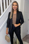 Black Ruched Sleeve Blazer