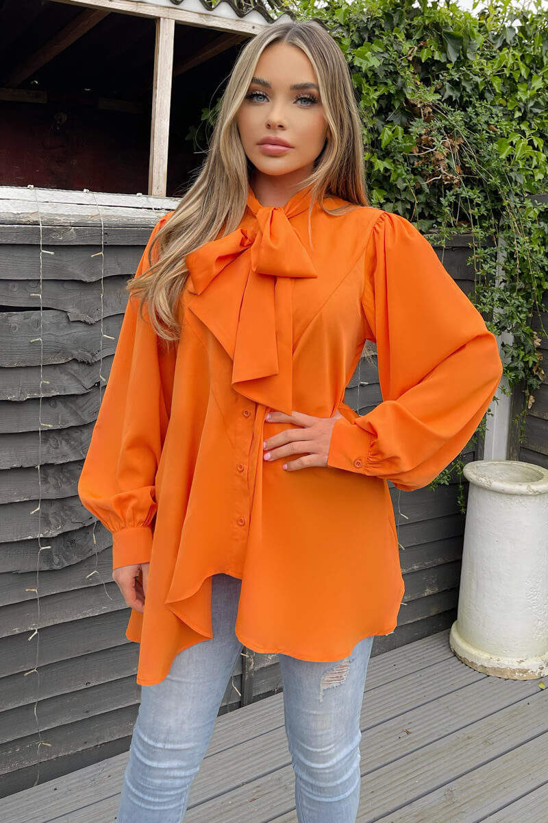 Orange ruffle shirt online