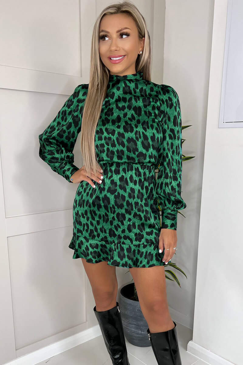 Ax paris green leopard dress best sale