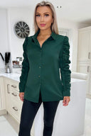 Teal Ruched Long Sleeve Shirt