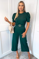 Teal Short Sleeve Belted Jumpsuit