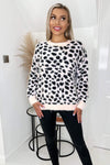 Pink Leopard Print Fluffy Knit Jumper