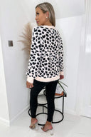 Pink Leopard Print Fluffy Knit Jumper