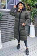 Khaki 2 in 1 Puffer Coat With Detachable Sleeves