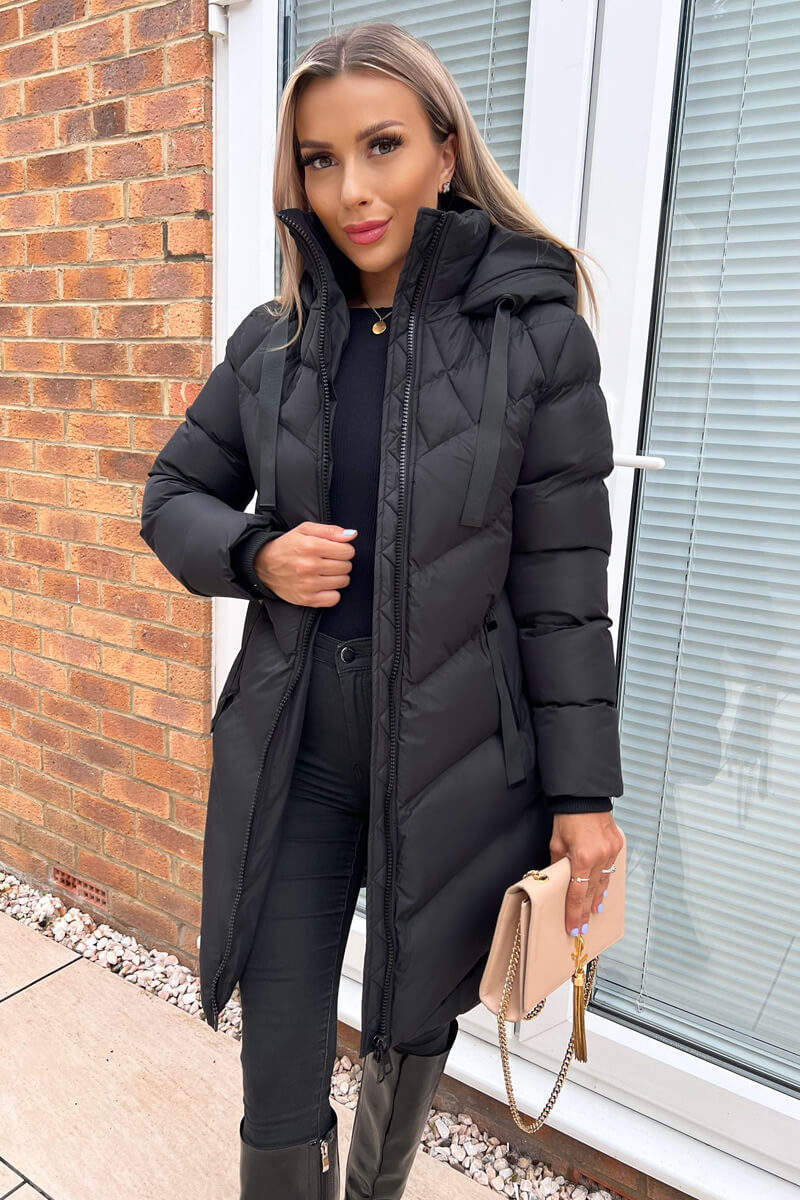 Black Long-Line Padded Coat