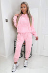 Pink French Riviera Embroidered Slogan Hoodie Lounge Set