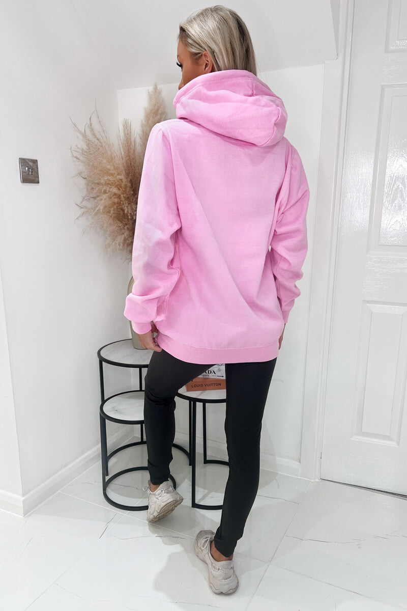 Pink 1989 New York Slogan Hoodie