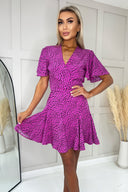 Hot Pink Heart Print Skater Dress