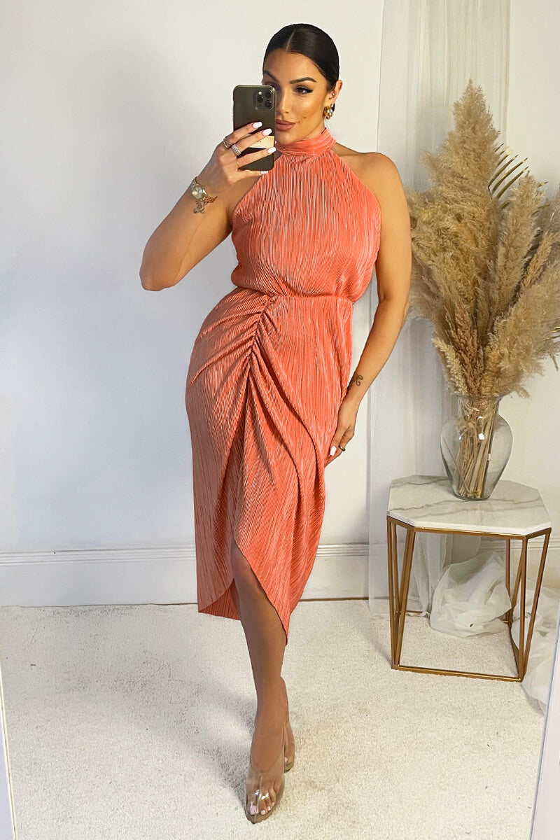 Peach halter dress best sale