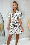 Stone And Black Animal Print Twist Knot Mini Dress