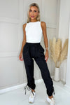 Black Tie Detail Cargo Pants