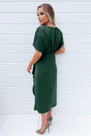 Teal Batwing Gathered Top Midi Dress