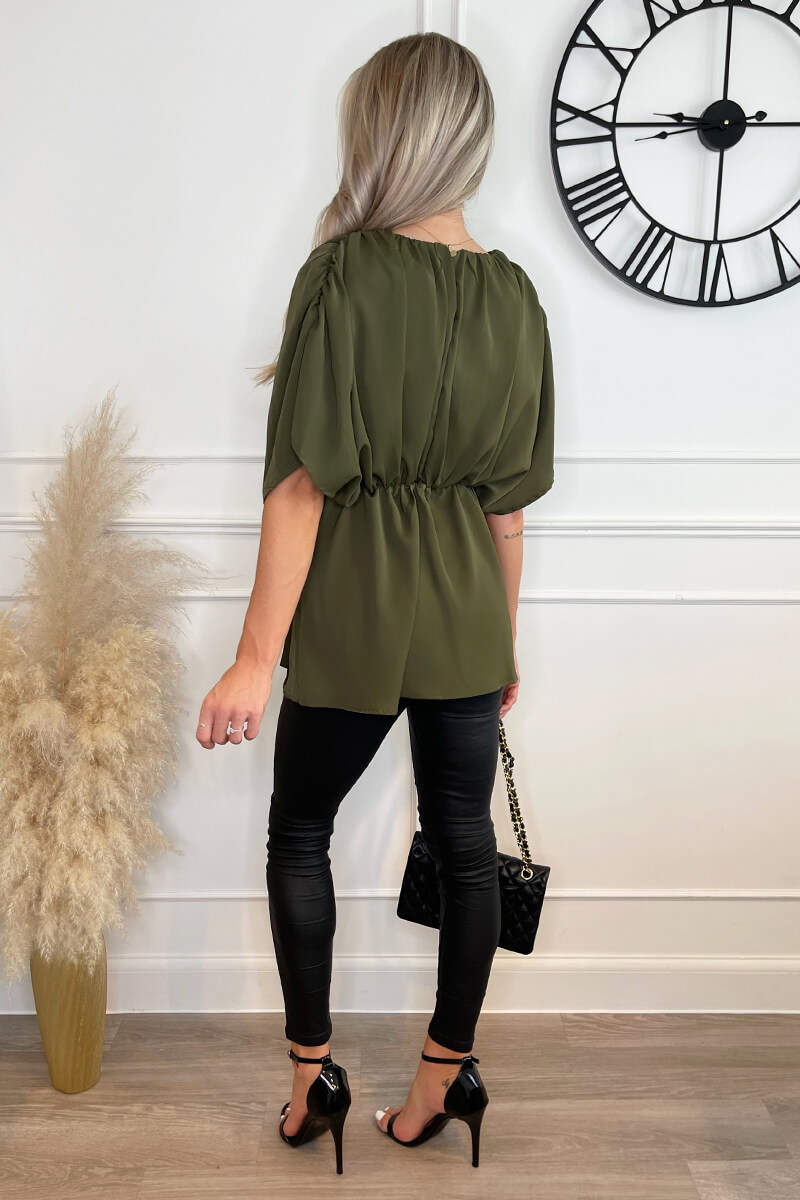 Olive Batwing Sleeve Top