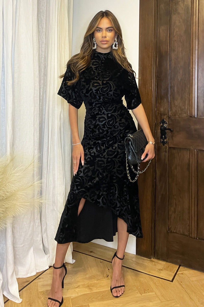 A Jacquard Dress  All black dresses, Black tights outfit, How to