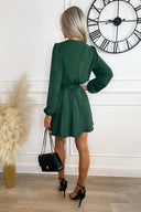 Teal Long Sleeve Belted Skater Dress