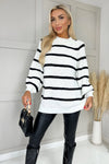 Cream And Black Oversized Stripe Knit Jumper