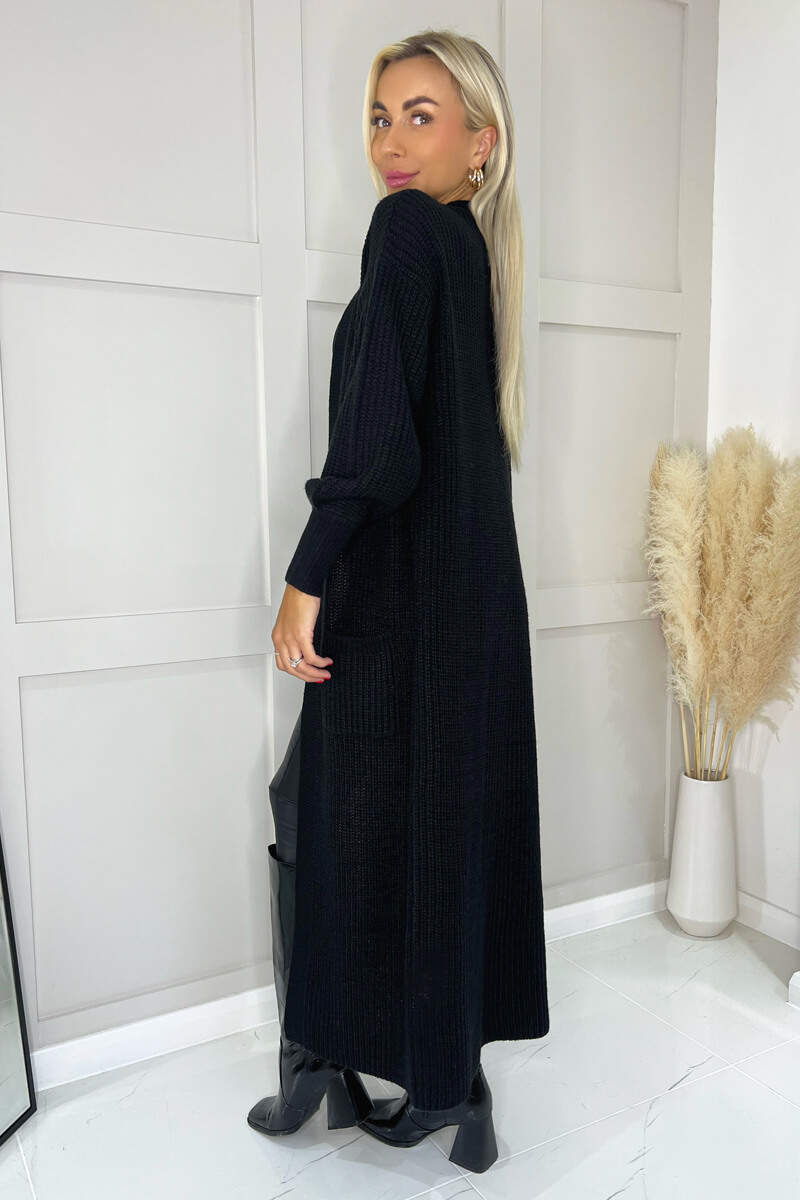 Black Maxi Knitted Cardigan