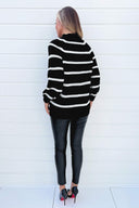 Black And Cream Oversized Stripe Knit Jumper