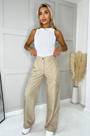 Stone Wide Leg Cargo Pants