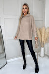 Oatmeal Half Zip Knitted Jumper