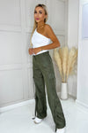 Khaki Strap Detail Cargo Pants