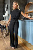 Black Tie Waist Wide Leg Jumpsuit