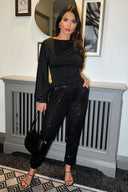 Black Sequin Jogger Trousers