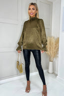 Olive And Gold Long Sleeve Top