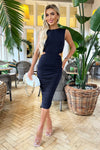 Navy Cut Out Midi Bodycon Dress