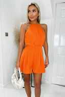 Orange High Neck Playsuit